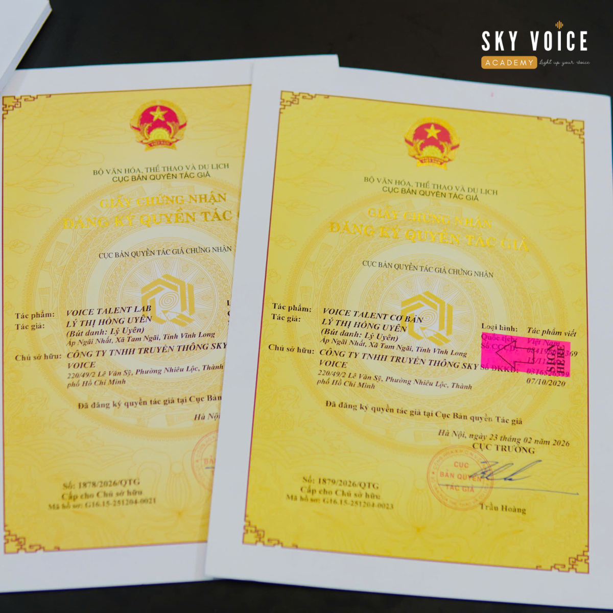 Chứng nhận bản quyền Sky Voice Academy